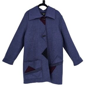 Jaskar Artsy Oversized Wool Blend Jacket M Blue Geometric Avant Garde Y2K Poland